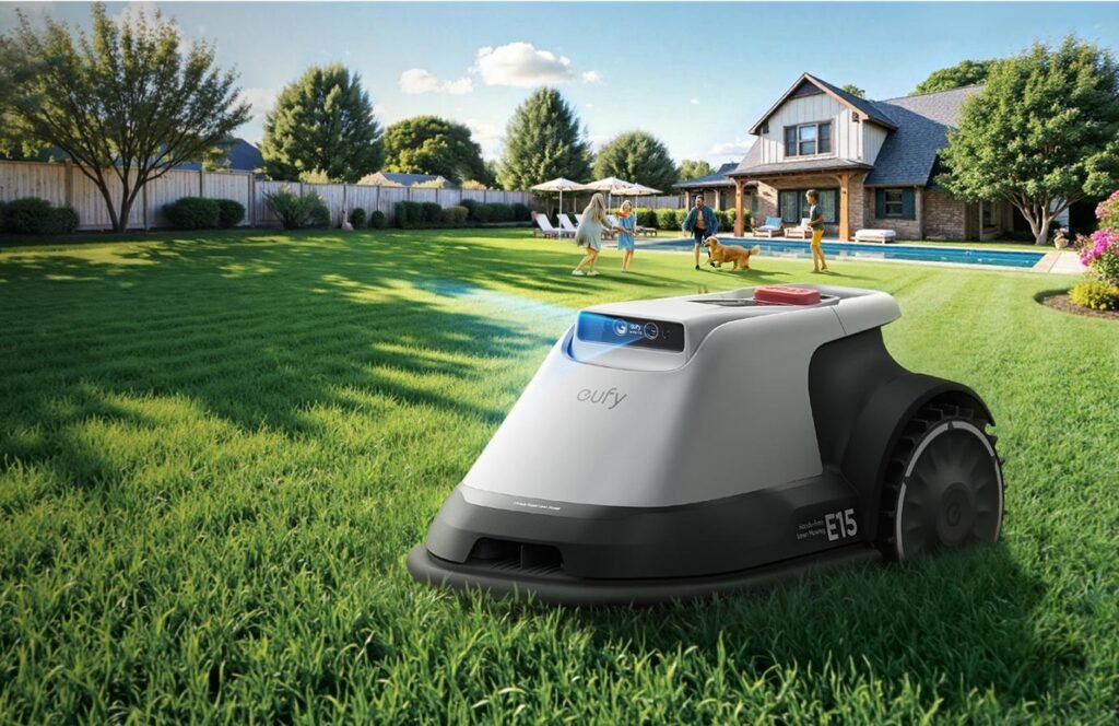 eufy E15 robotic lawn mower for automated garden maintenance