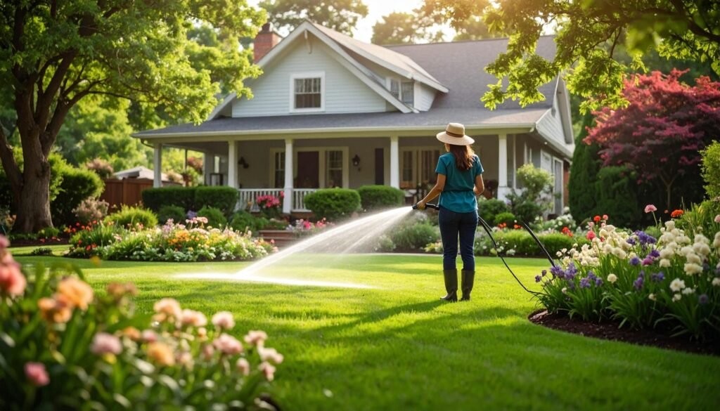 Watering plants and maintaining a healthy residential garden